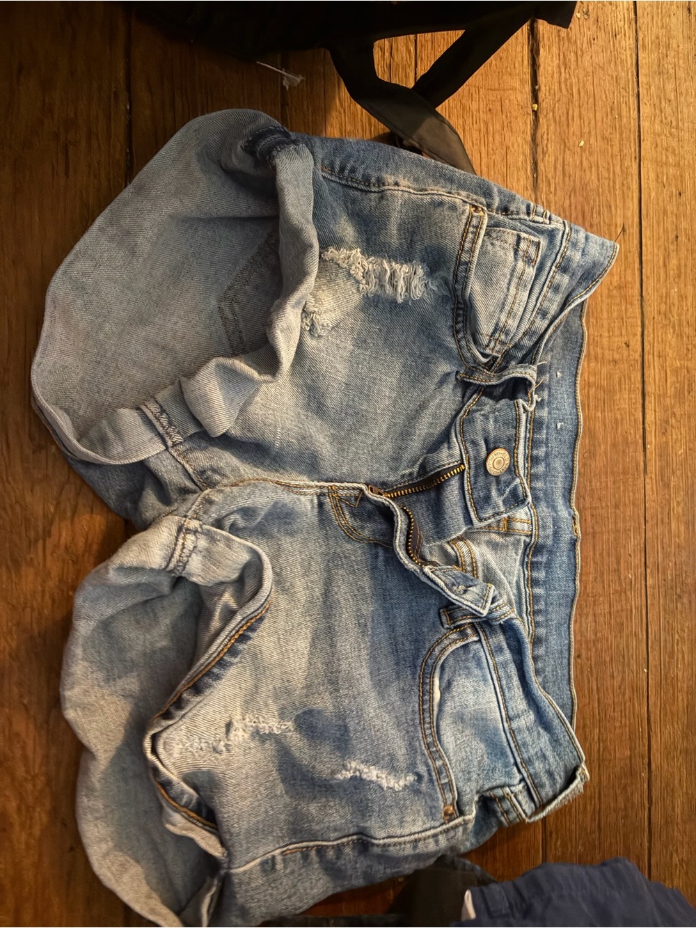 Women's Light Blue Distressed Denim Jean Shorts